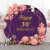 Lofaris Purple And Pink Flower Happy Birthday Round Backdrop